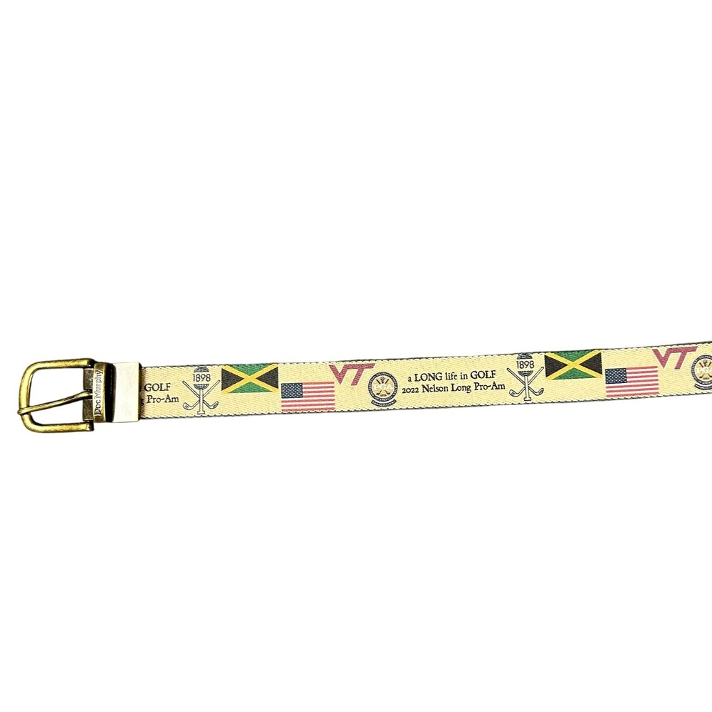 Doc Murphy Golf Pro-Am Belt 44 VT Nelson Long 2022 Jamaica USA Flag Leather